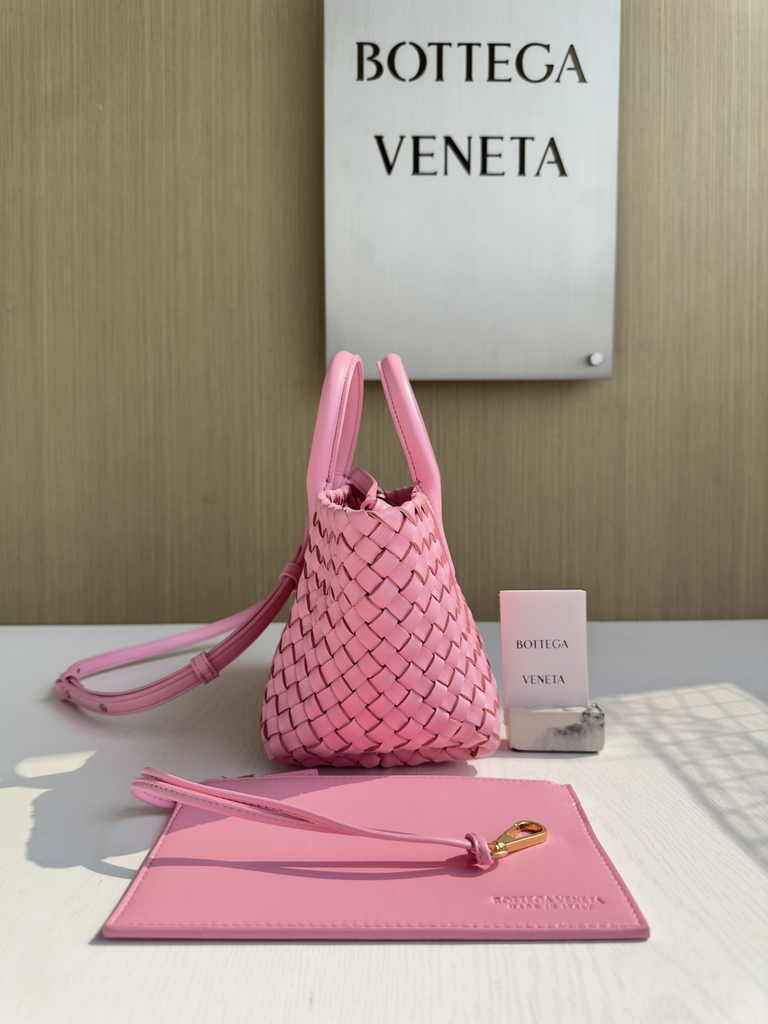 Bottega Veneta Mini Cabat 709464 pink Intreccio lambskin leather
