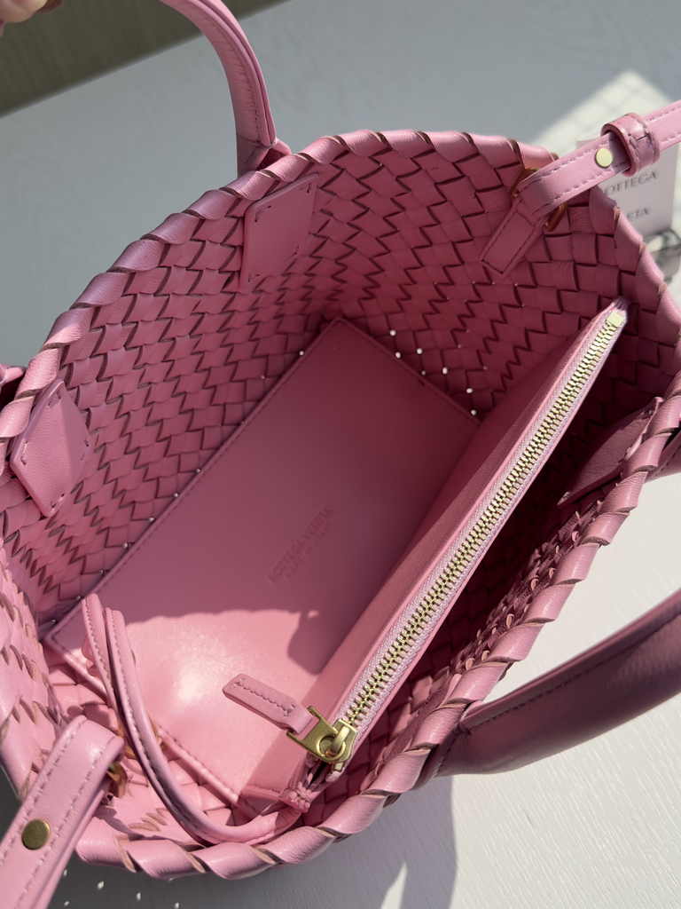 Bottega Veneta Mini Cabat 709464 pink Intreccio lambskin leather