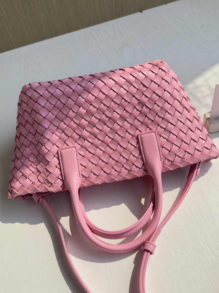 Bottega Veneta Mini Cabat 709464 pink Intreccio lambskin leather