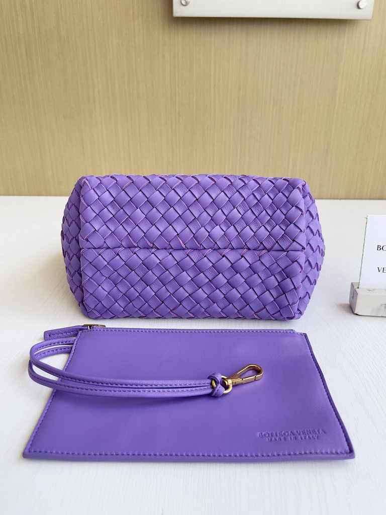 Bottega Veneta Mini Cabat 709464 Dark Purple Intreccio lambskin leather