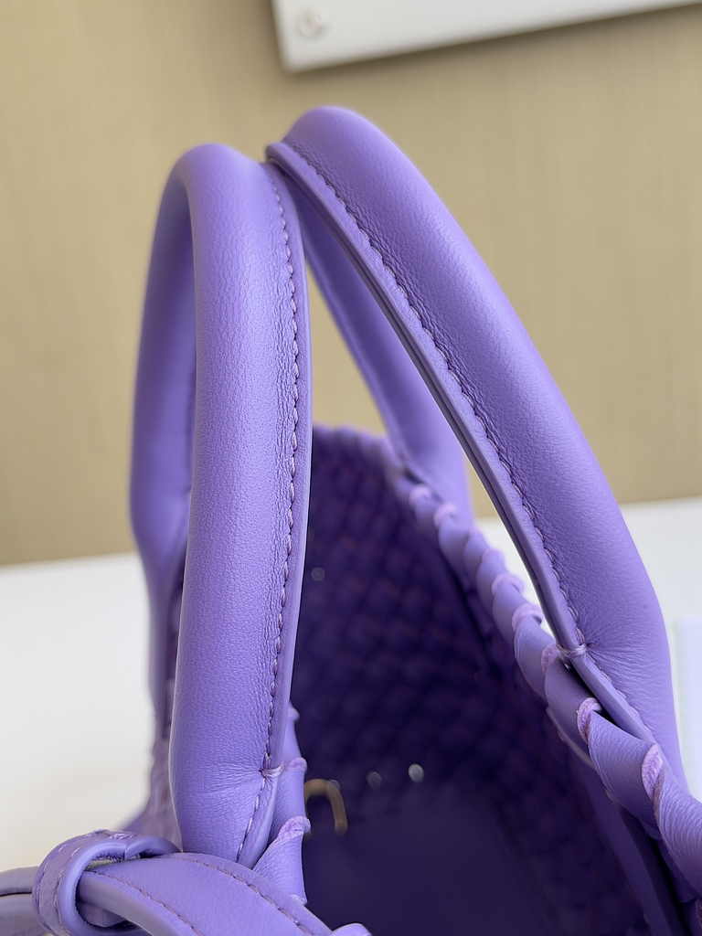 Bottega Veneta Mini Cabat 709464 Dark Purple Intreccio lambskin leather