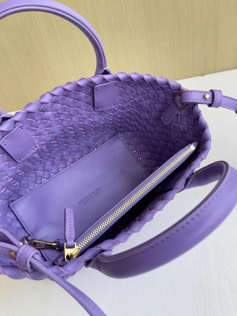 Bottega Veneta Mini Cabat 709464 Dark Purple Intreccio lambskin leather