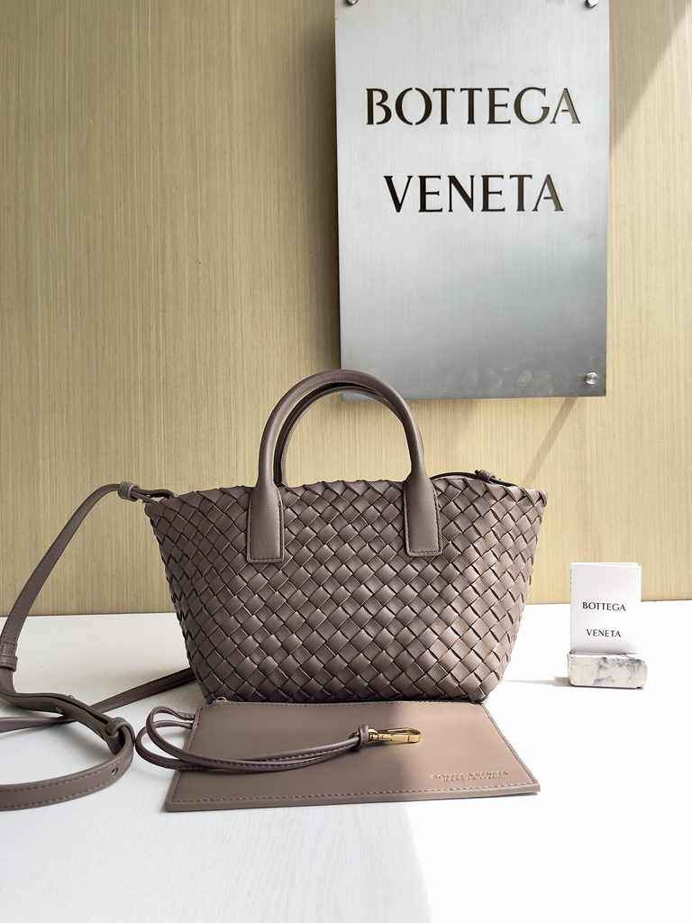Bottega Veneta Mini Cabat 709464 coffee Intreccio lambskin leather