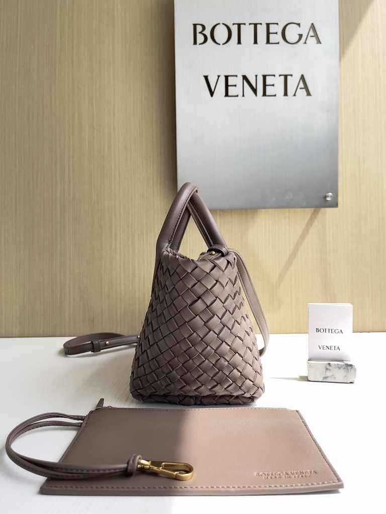 Bottega Veneta Mini Cabat 709464 coffee Intreccio lambskin leather