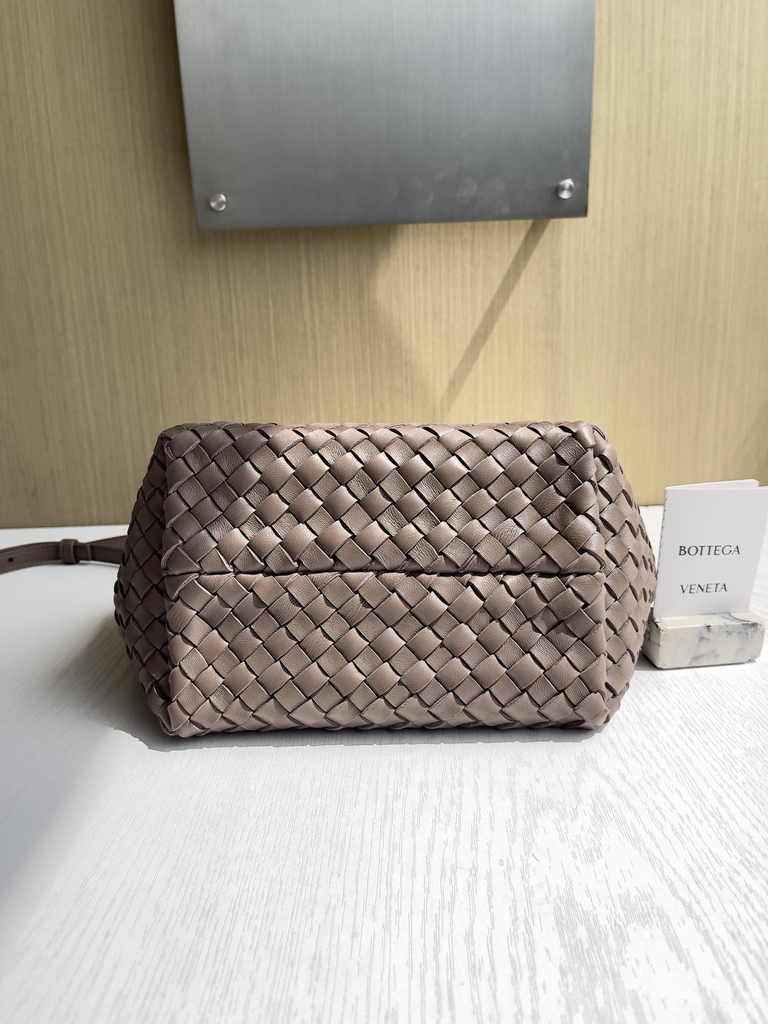 Bottega Veneta Mini Cabat 709464 coffee Intreccio lambskin leather