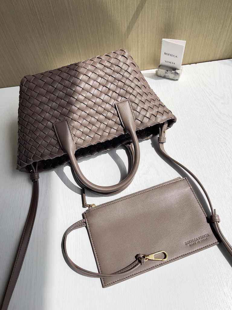 Bottega Veneta Mini Cabat 709464 coffee Intreccio lambskin leather