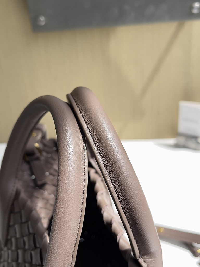 Bottega Veneta Mini Cabat 709464 coffee Intreccio lambskin leather
