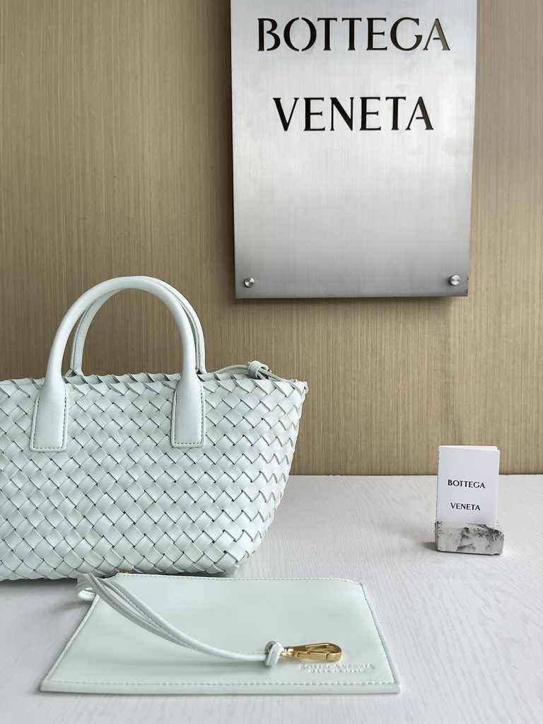 Bottega Veneta Mini Cabat 709464 light blue Intreccio lambskin leather