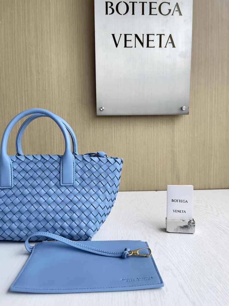 Bottega Veneta Mini Cabat 709464 blue Intreccio lambskin leather