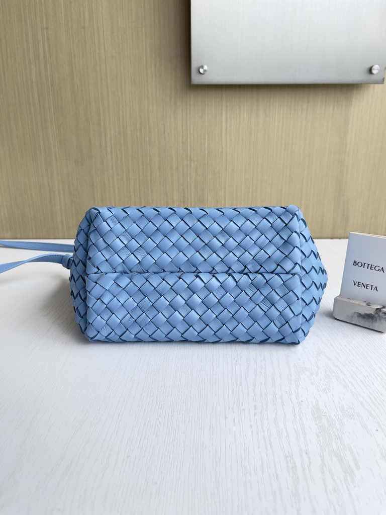Bottega Veneta Mini Cabat 709464 blue Intreccio lambskin leather