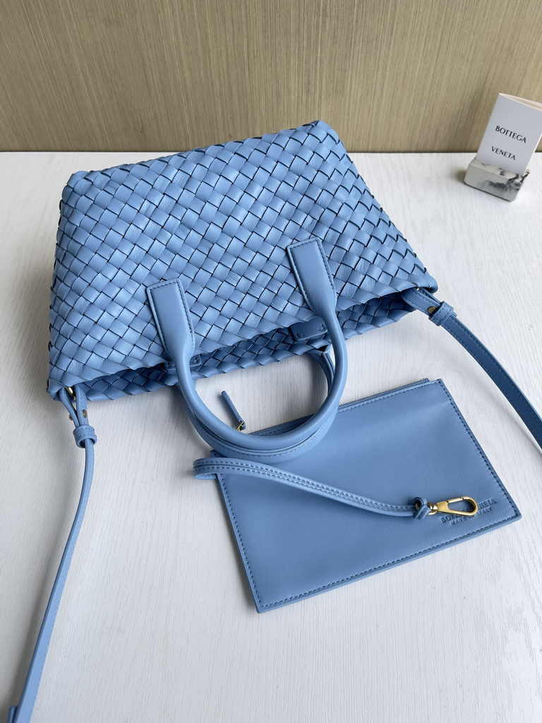 Bottega Veneta Mini Cabat 709464 blue Intreccio lambskin leather