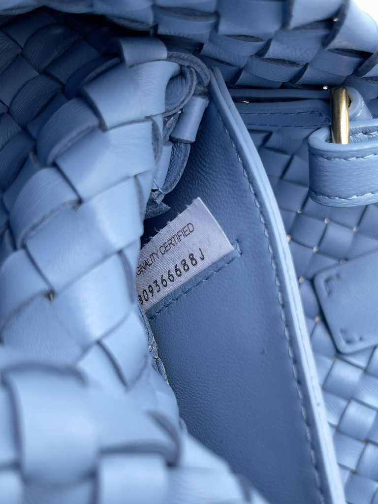 Bottega Veneta Mini Cabat 709464 blue Intreccio lambskin leather