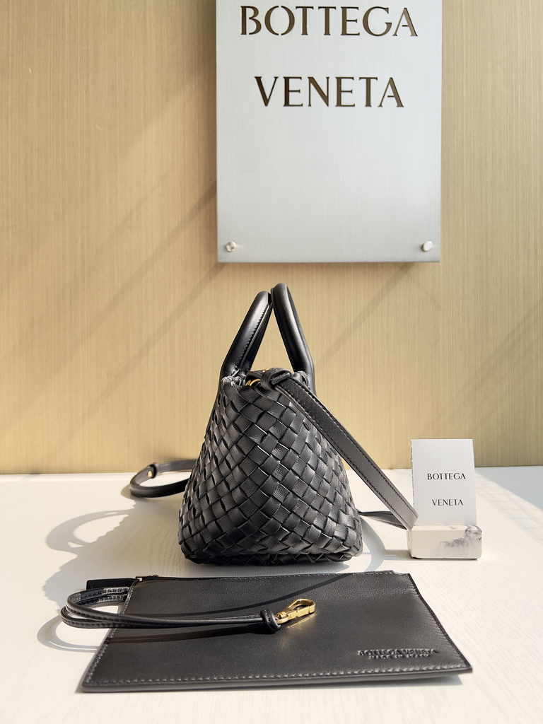 Bottega Veneta Mini Cabat 709464 Intreccio lambskin leather Black
