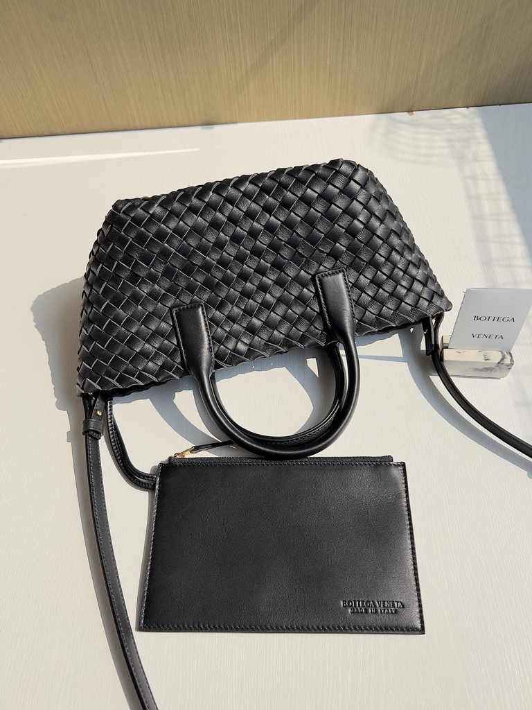 Bottega Veneta Mini Cabat 709464 Intreccio lambskin leather Black