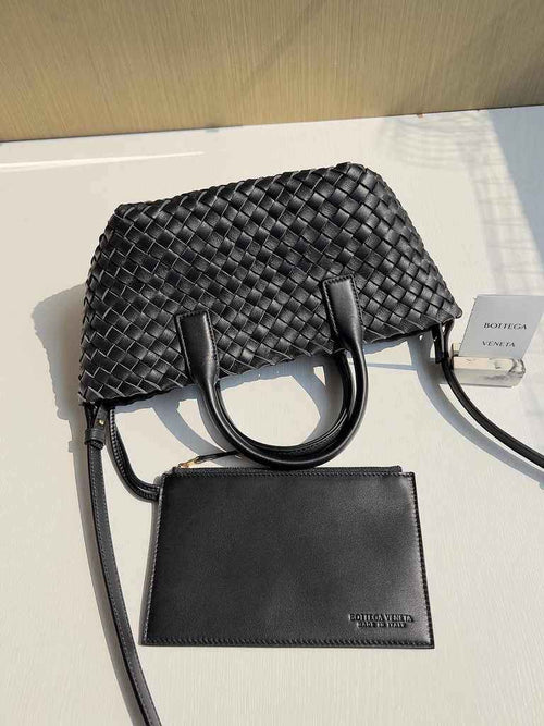 Bottega Veneta Mini Cabat 709464 Intreccio lambskin leather Black