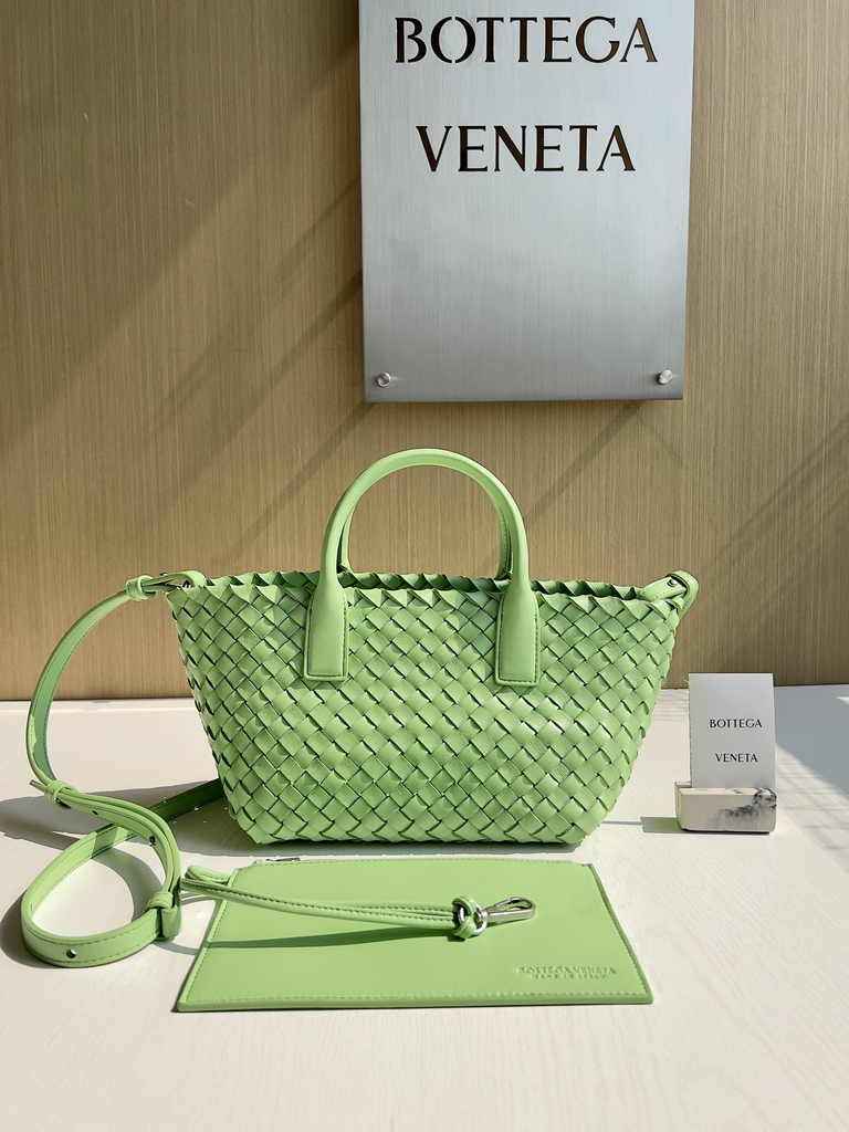 Bottega Veneta Mini Cabat 709464 Light green Intreccio lambskin leather