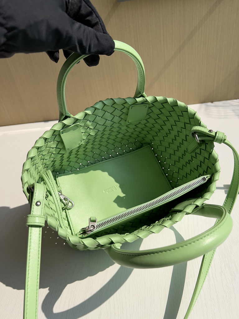 Bottega Veneta Mini Cabat 709464 Light green Intreccio lambskin leather