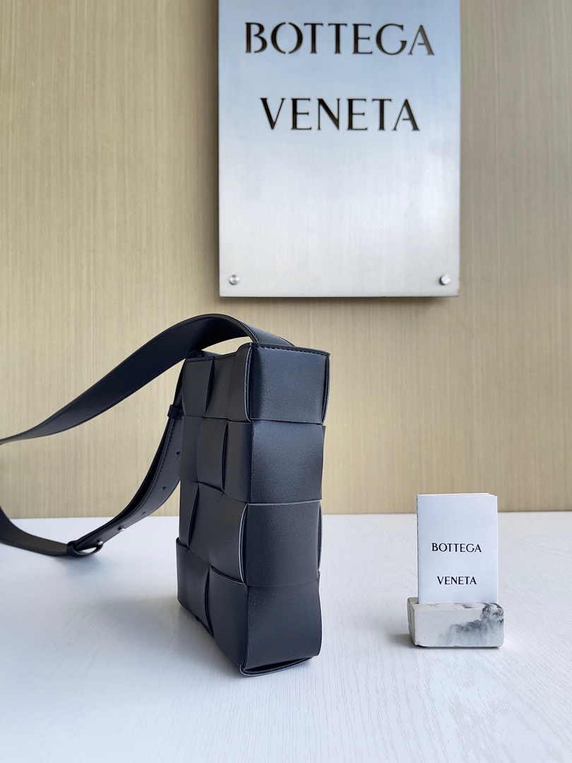 Bottega Veneta Mini Cassette Cross-Body Bag 729298 Calfskin Black