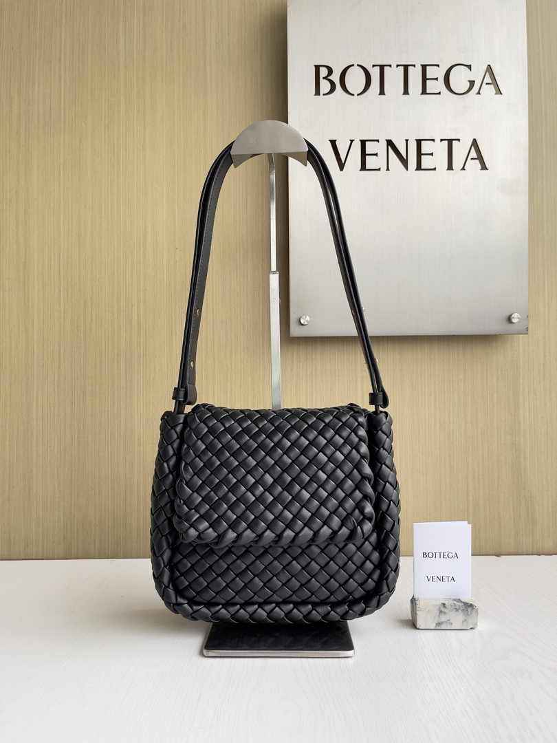 Bottega Veneta Mini Cobble Shoulder Bag 762711 Lambskin Black