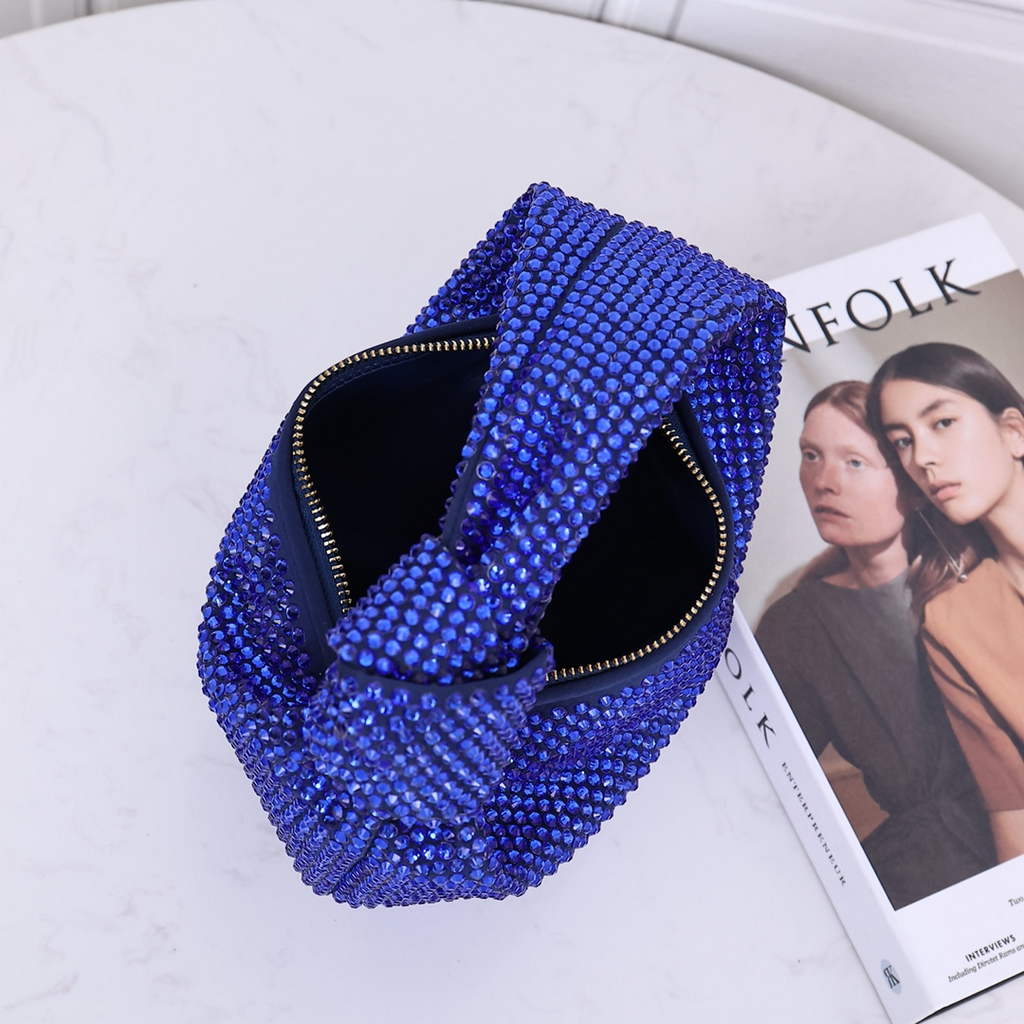 Bottega Veneta Mini Jodie bag 731400 strass-embellished mesh blue