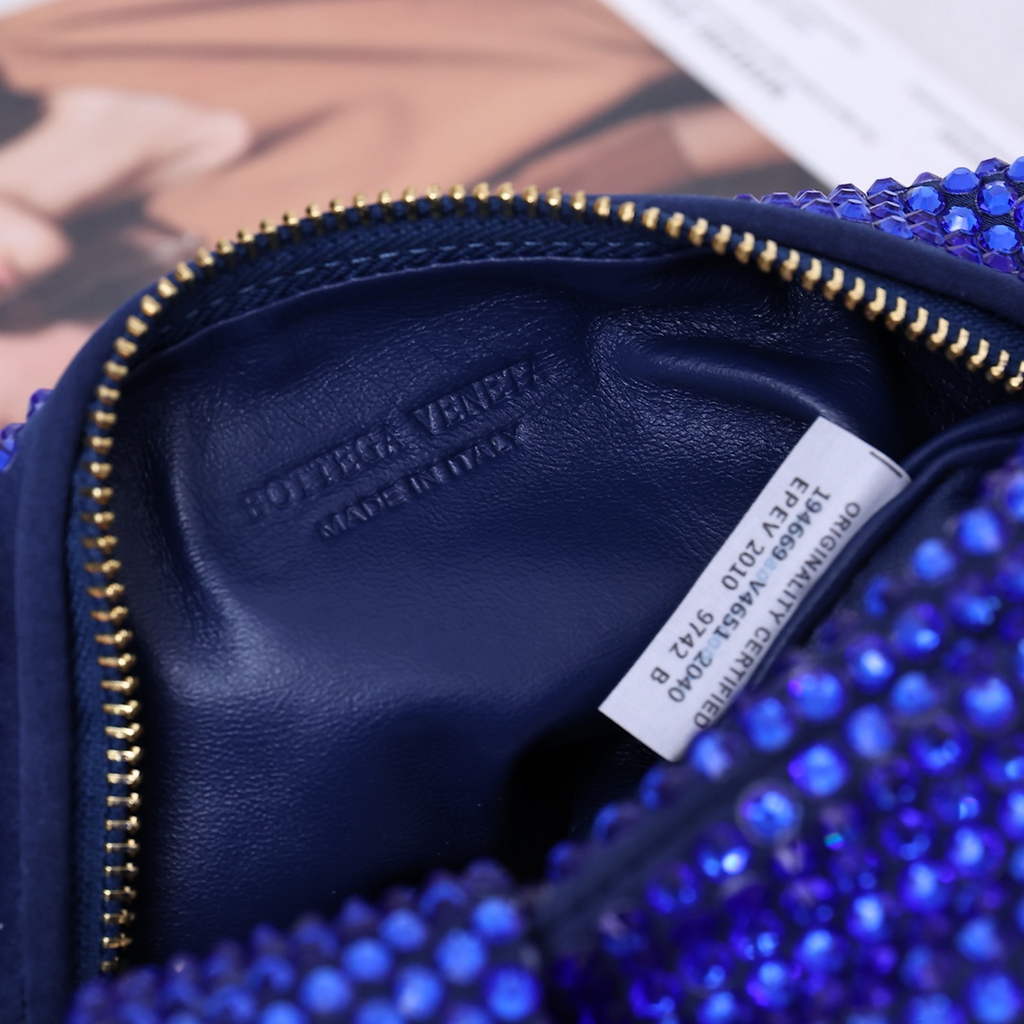Bottega Veneta Mini Jodie bag 731400 strass-embellished mesh blue