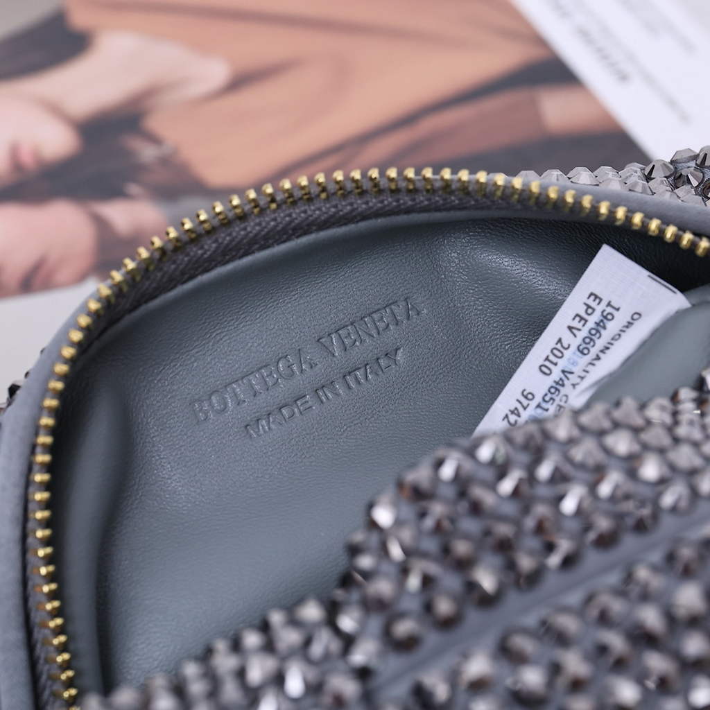 Copy of Bottega Veneta Mini Jodie bag 731400 strass-embellished mesh Dark Gray