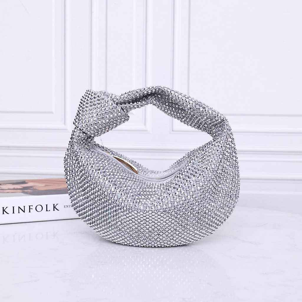 Bottega Veneta Mini Jodie bag 731400 strass-embellished mesh Gray