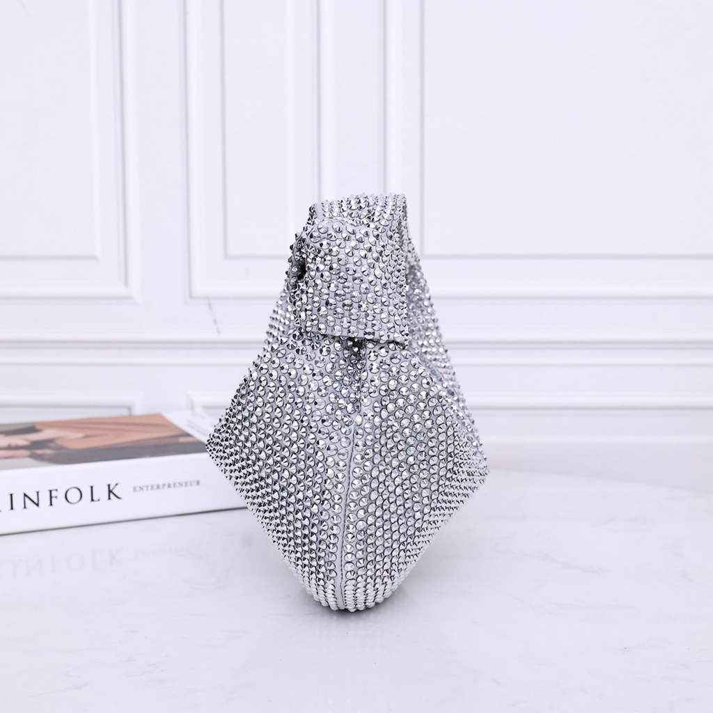 Bottega Veneta Mini Jodie bag 731400 strass-embellished mesh Gray