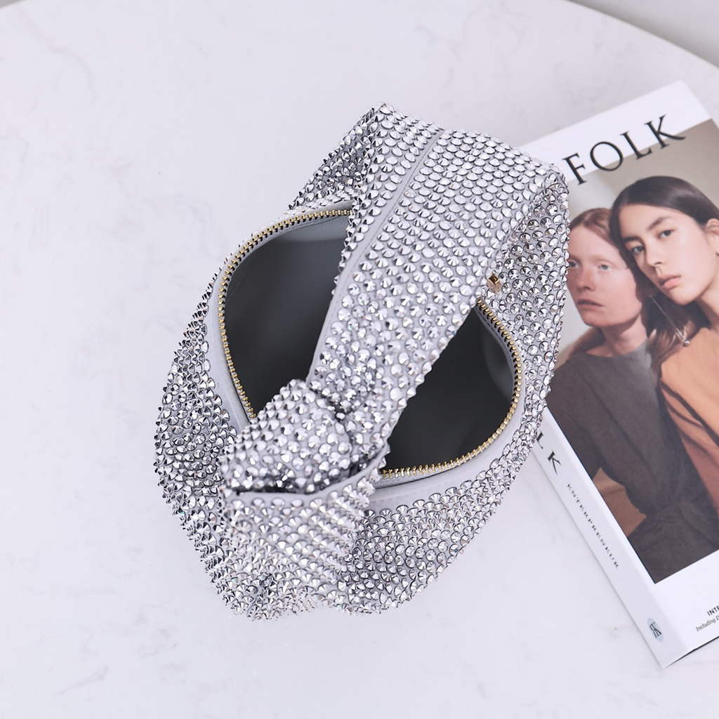 Bottega Veneta Mini Jodie bag 731400 strass-embellished mesh Gray