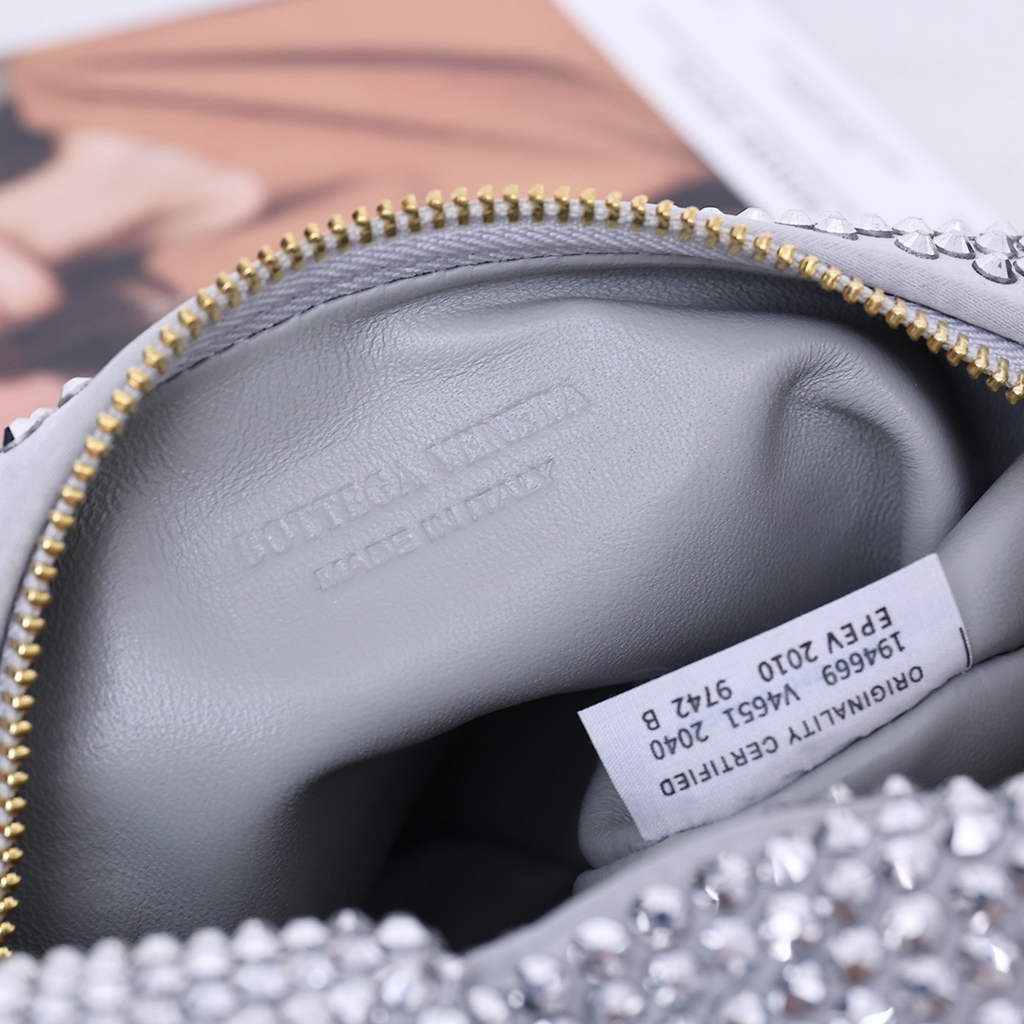 Bottega Veneta Mini Jodie bag 731400 strass-embellished mesh Gray