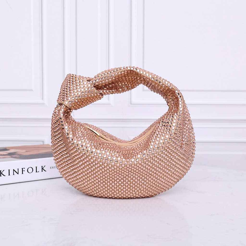 Bottega Veneta Mini Jodie bag 731400 strass-embellished mesh Rose Gold