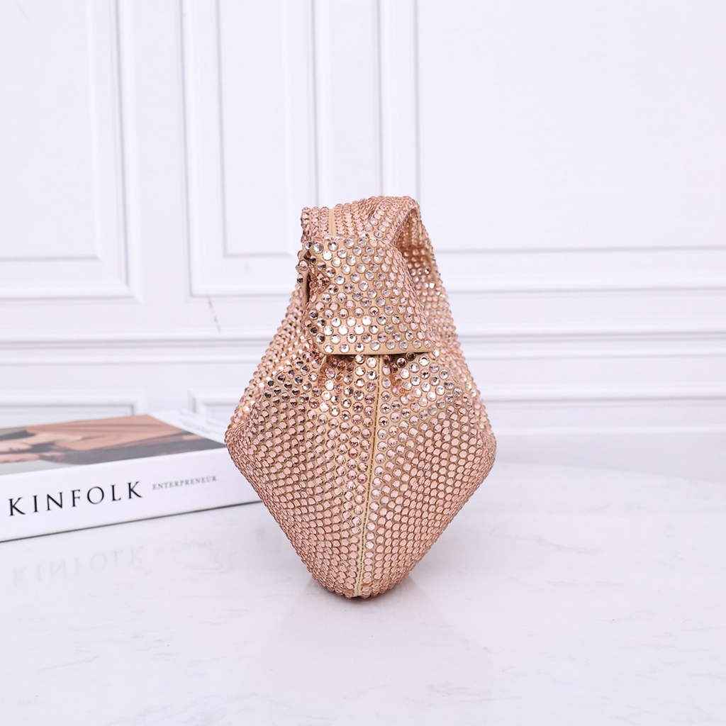 Bottega Veneta Mini Jodie bag 731400 strass-embellished mesh Rose Gold