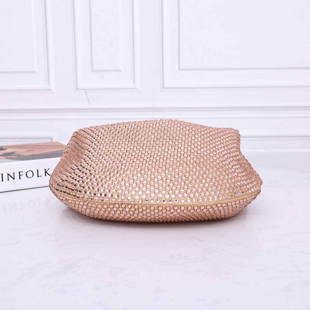 Bottega Veneta Mini Jodie bag 731400 strass-embellished mesh Rose Gold