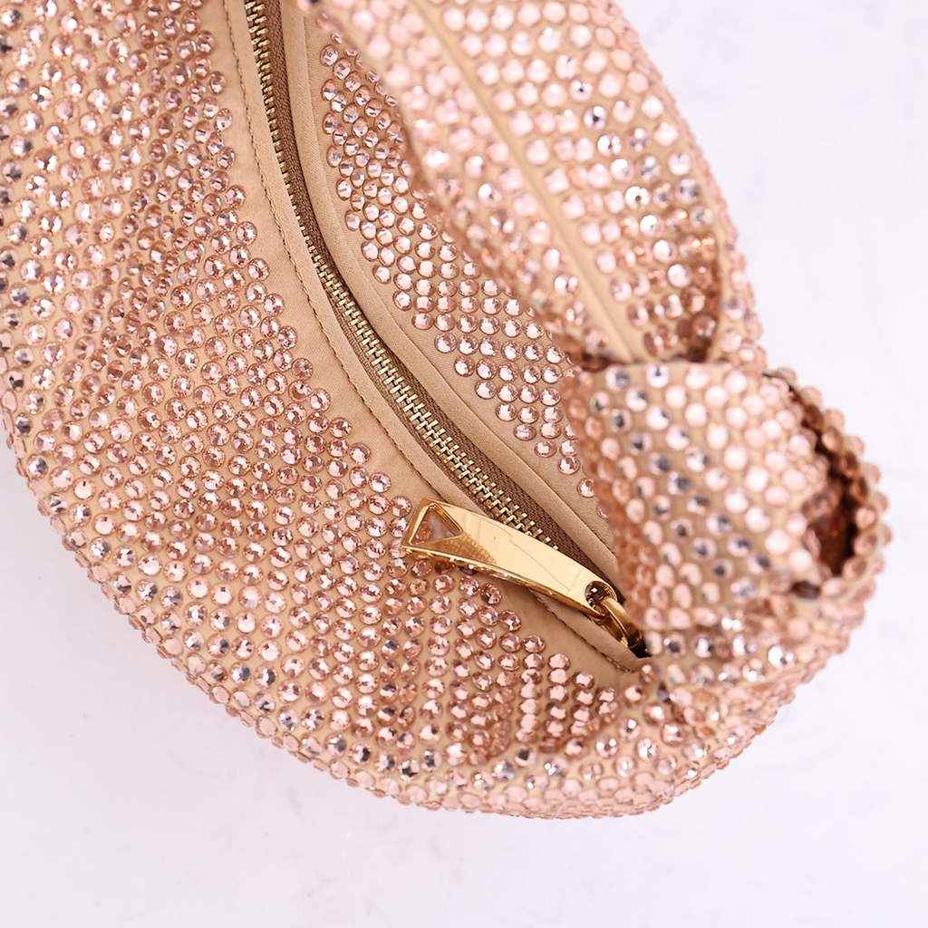 Bottega Veneta Mini Jodie bag 731400 strass-embellished mesh Rose Gold