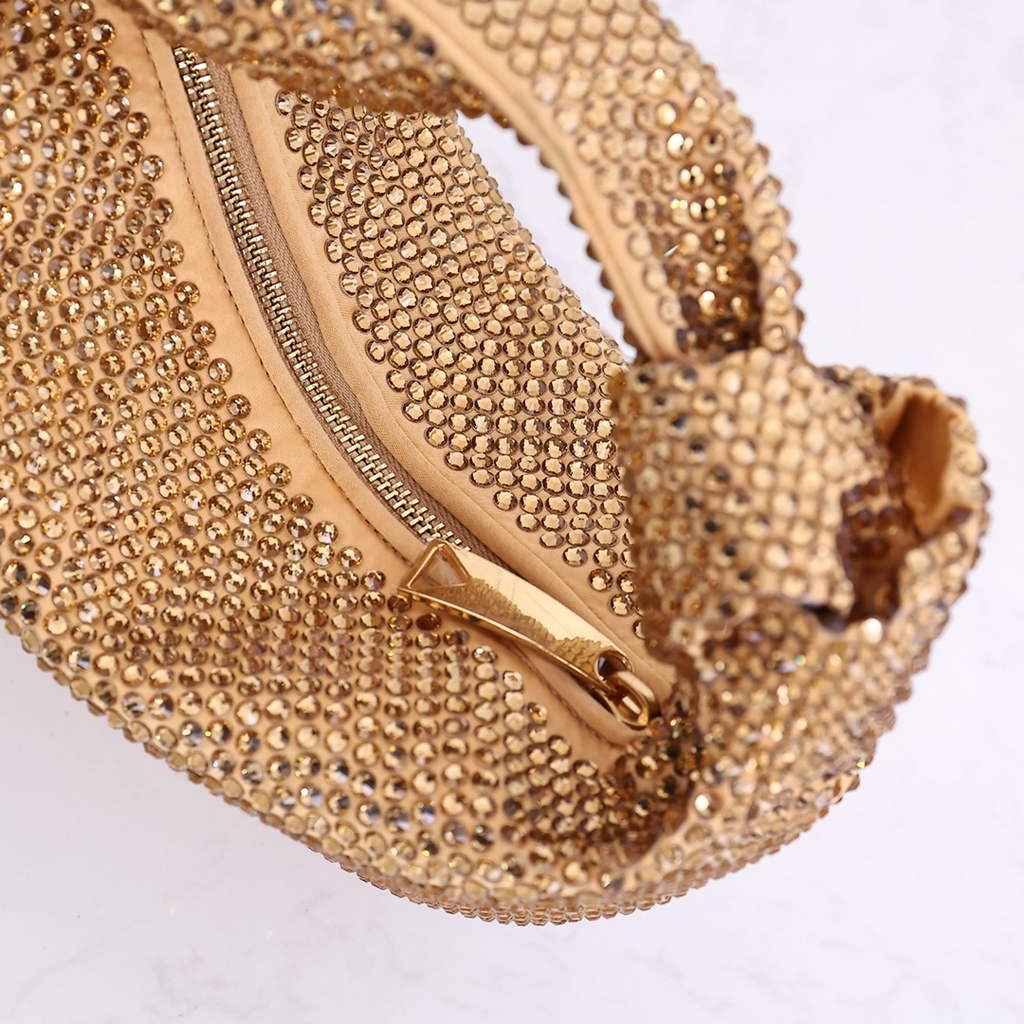 Bottega Veneta Mini Jodie bag 731400 strass-embellished mesh Gold