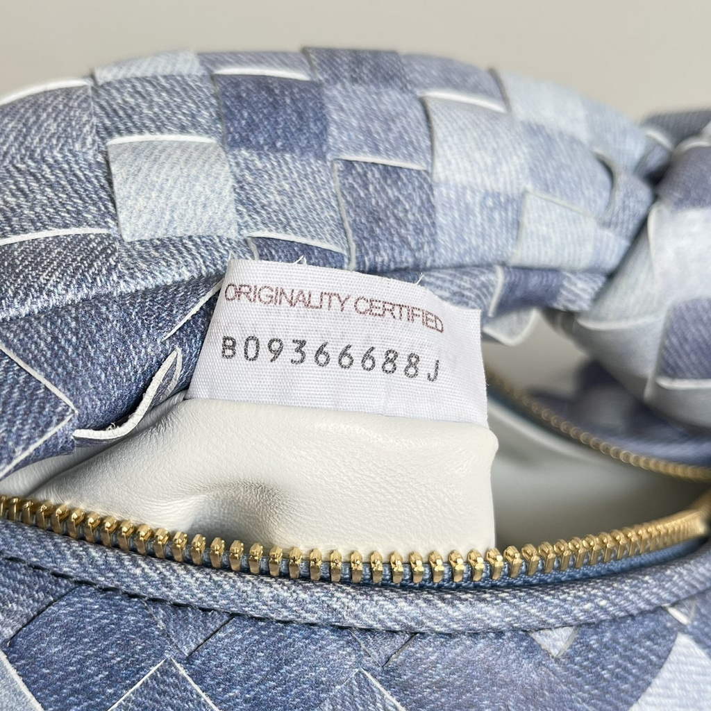 Bottega Veneta Mini Jodie top handle bag 651876 Blue Denim