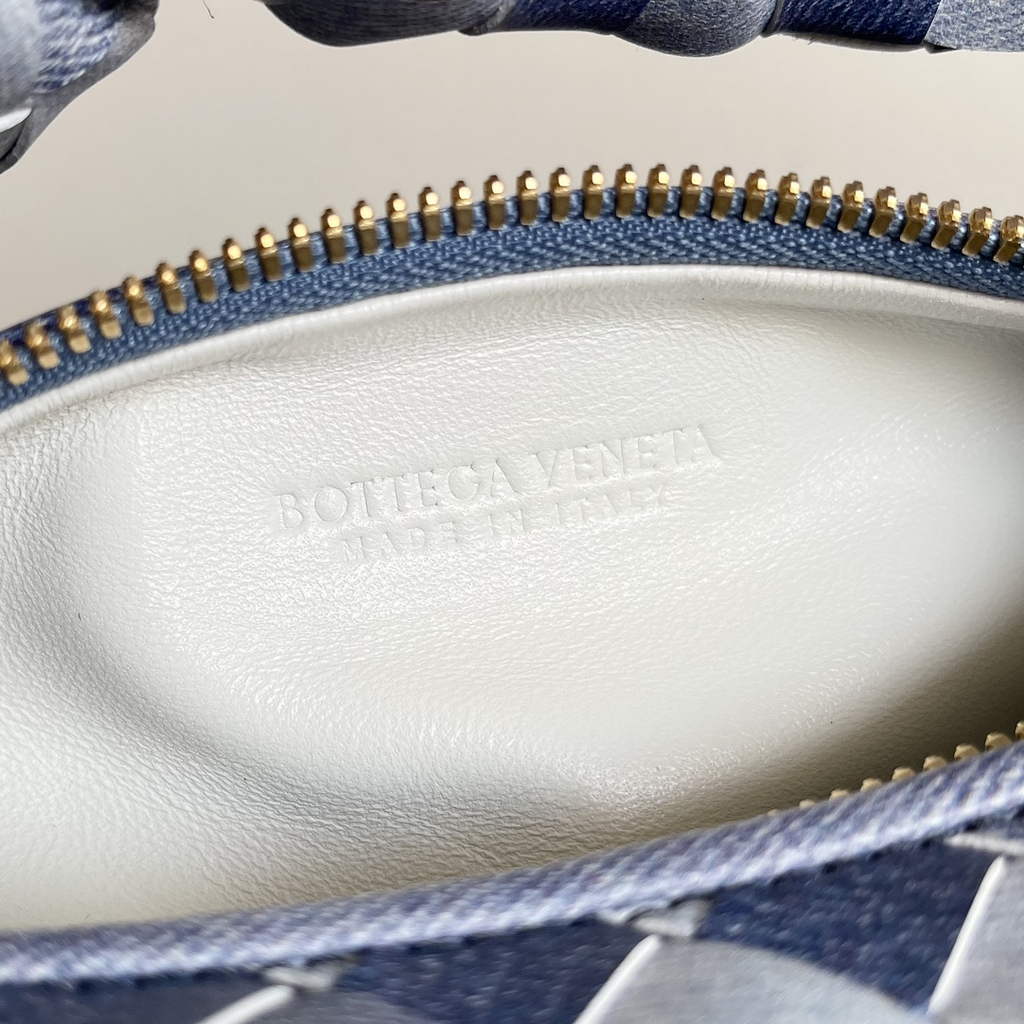 Bottega Veneta Mini Jodie top handle bag 651876 Blue Denim