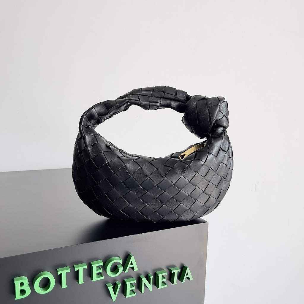 Bottega Veneta Mini Jodie top handle bag 651876 Lambskin Black Gold