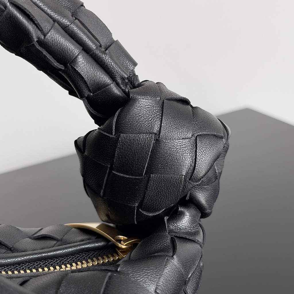 Bottega Veneta Mini Jodie top handle bag 651876 Lambskin Black Gold