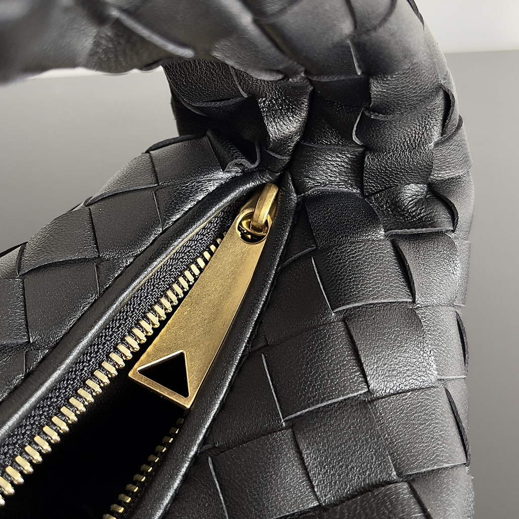 Bottega Veneta Mini Jodie top handle bag 651876 Lambskin Black Gold