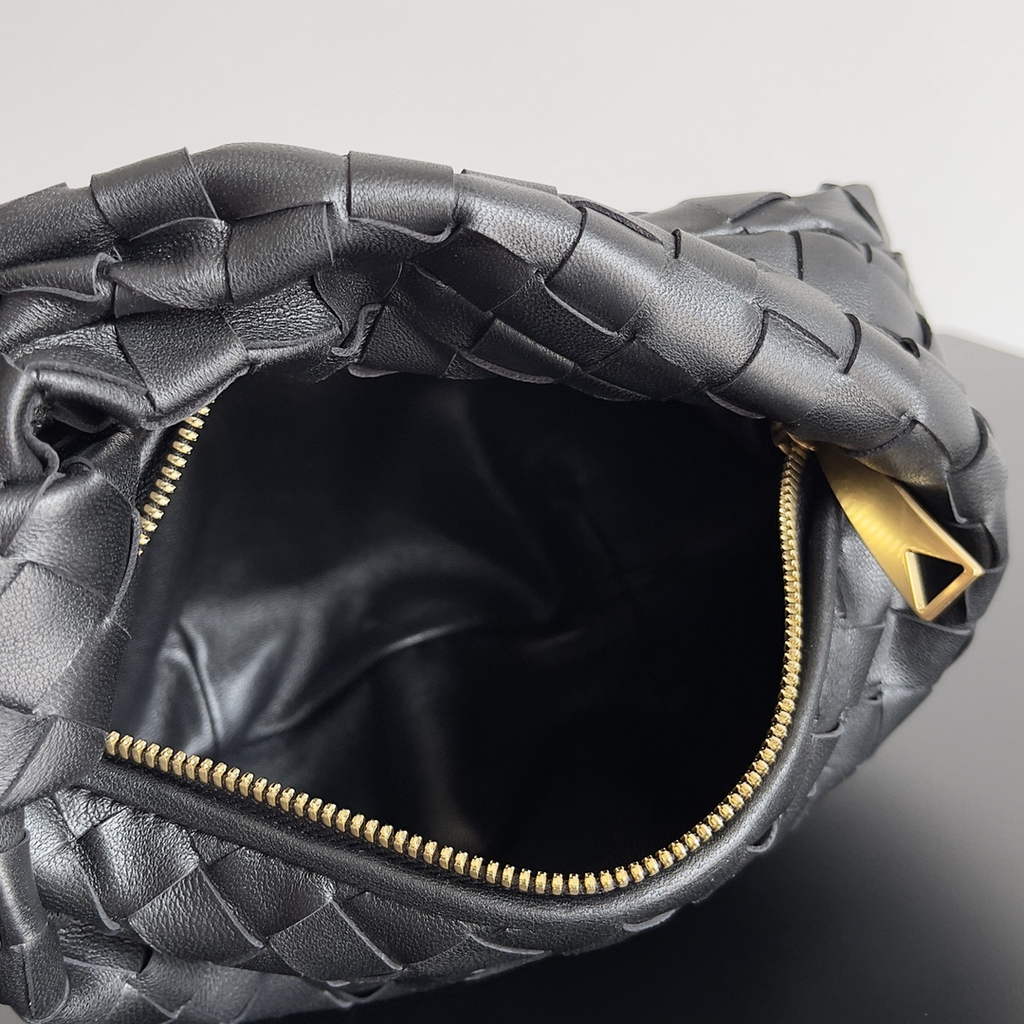 Bottega Veneta Mini Jodie top handle bag 651876 Lambskin Black Gold
