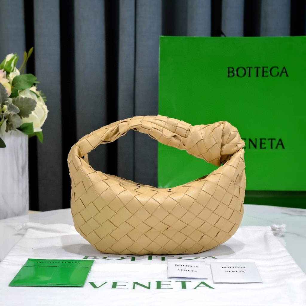 Bottega Veneta Mini Jodie top handle bag 651876 Lambskin Dark Beige