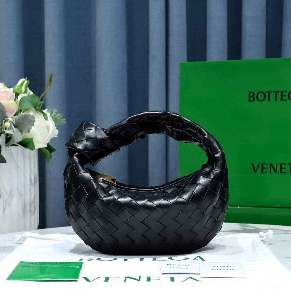 Bottega Veneta Mini Jodie top handle bag 651876 Black Lambskin