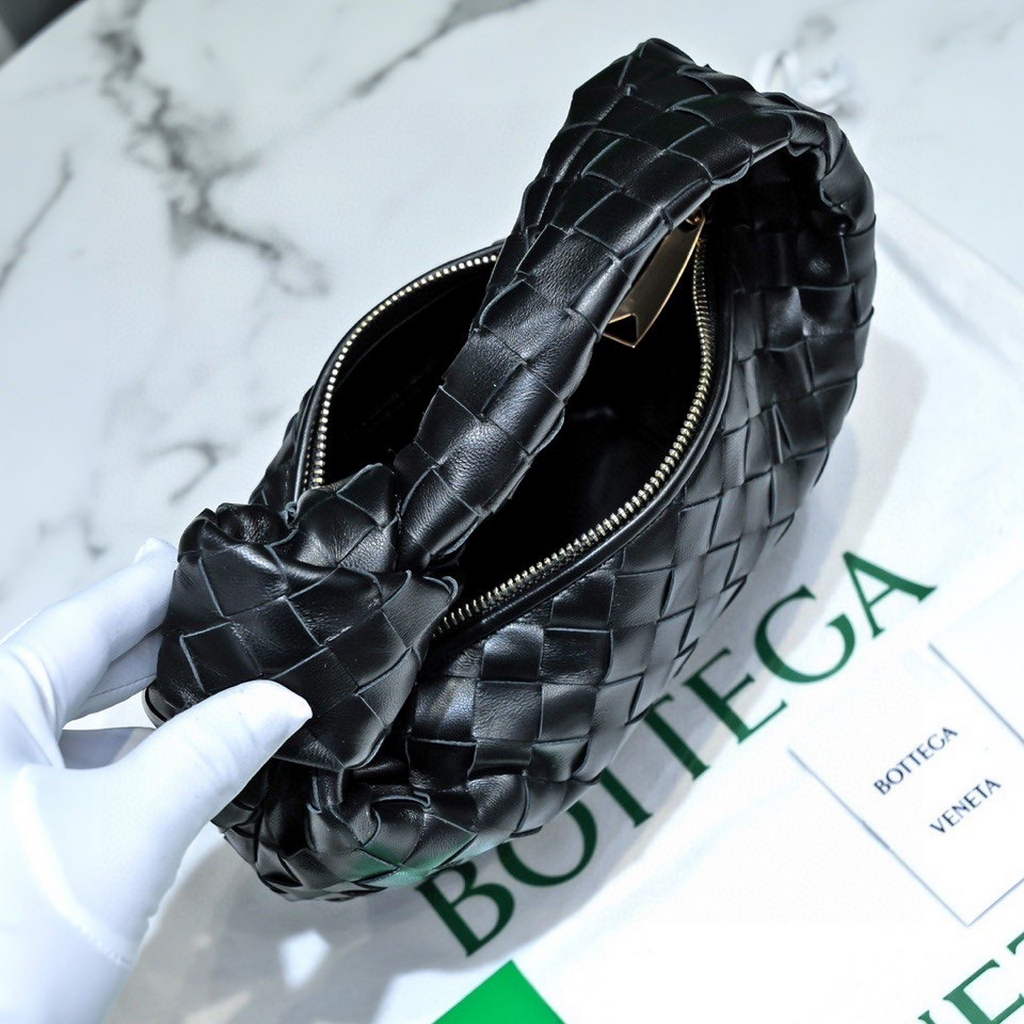 Bottega Veneta Mini Jodie top handle bag 651876 Black Lambskin