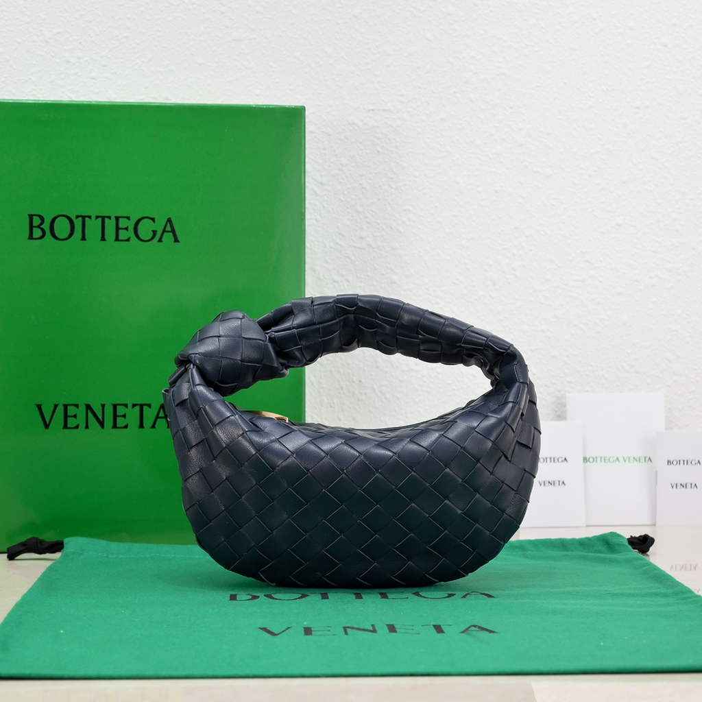 Bottega Veneta Mini Jodie top handle bag 651876 navy blue Lambskin