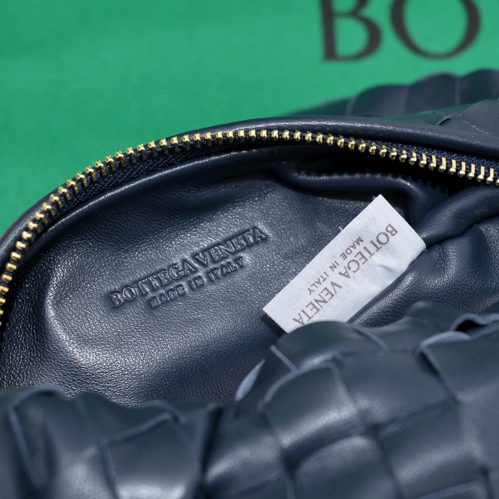 Bottega Veneta Mini Jodie top handle bag 651876 navy blue Lambskin