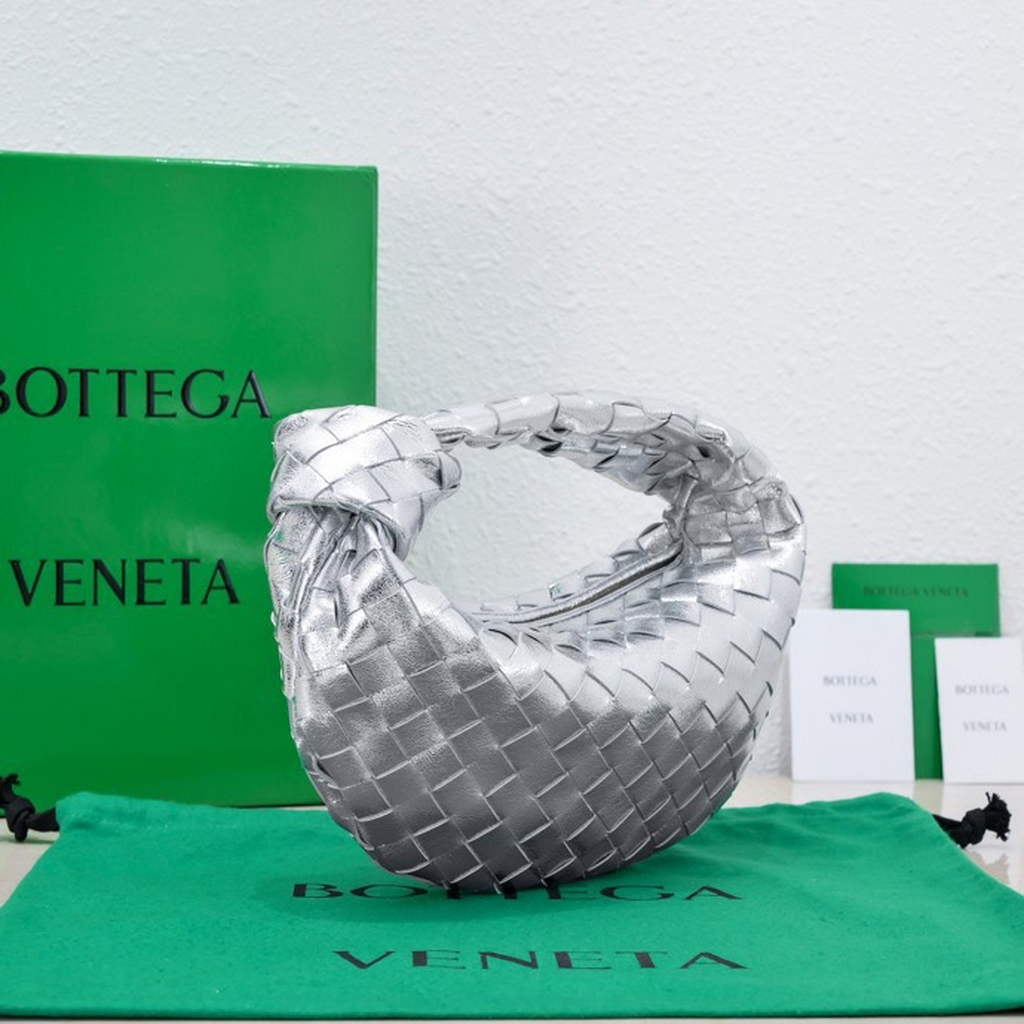 Bottega Veneta Mini Jodie top handle bag 651876 Lamb skin Silver