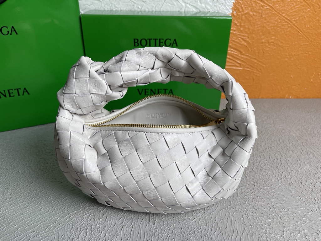 Bottega Veneta Mini Jodie top handle bag 651876 Lamb skin White