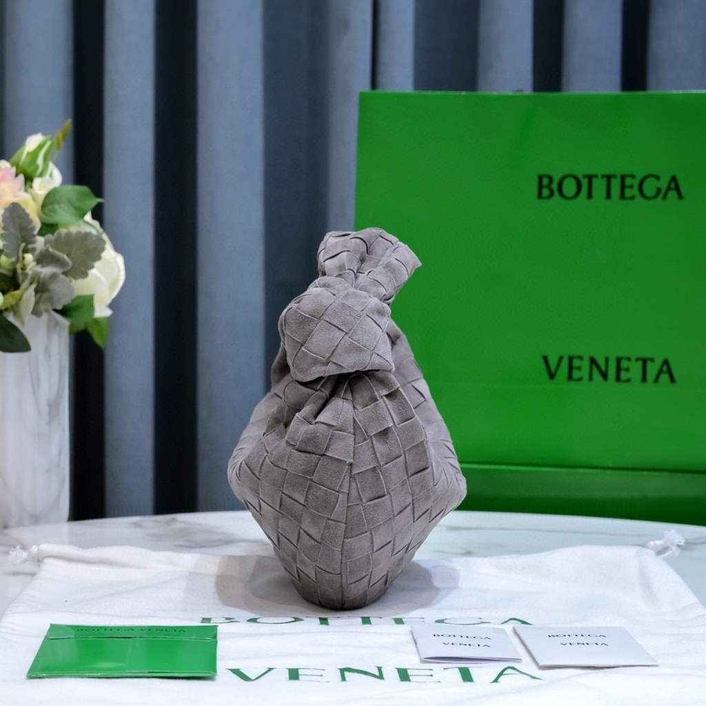 Bottega Veneta Mini Jodie top handle bag 651876 Suede Dark Gray