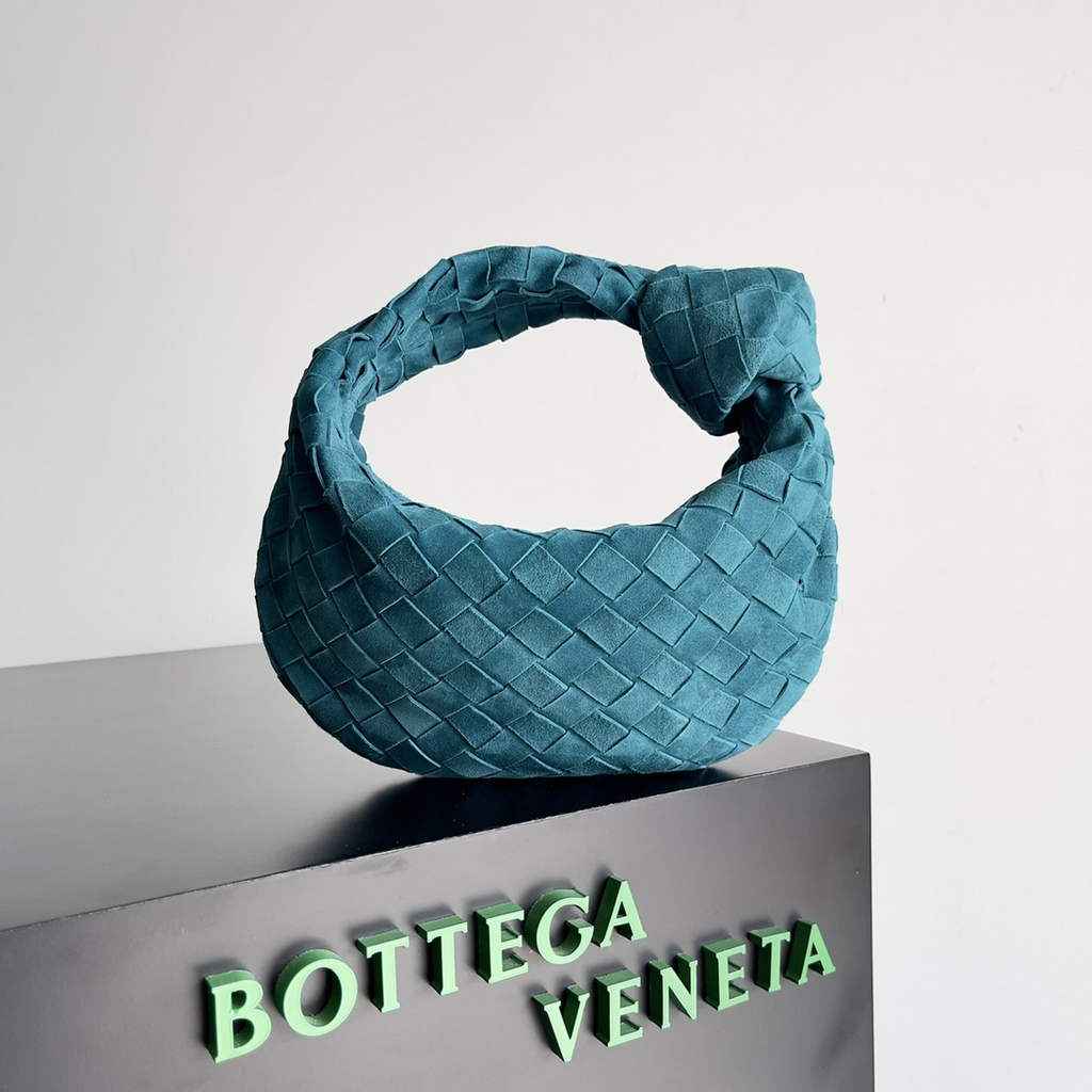 Bottega Veneta Mini Jodie top handle bag 651876 Suede Blue